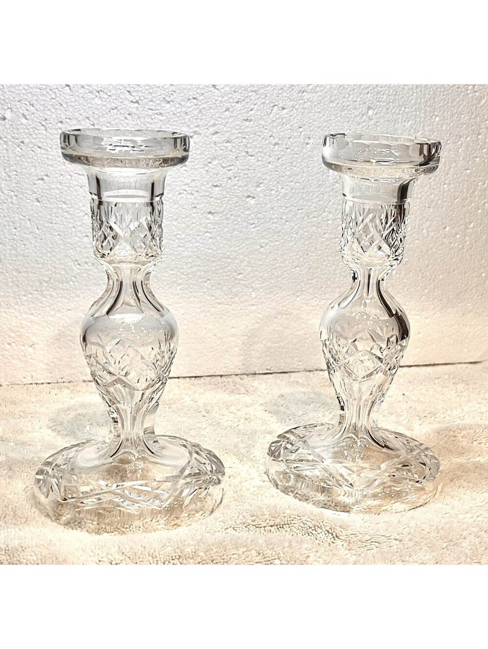 WATERFORD CRYSTAL Candlestick Candle Holder 7.5" Set of 2